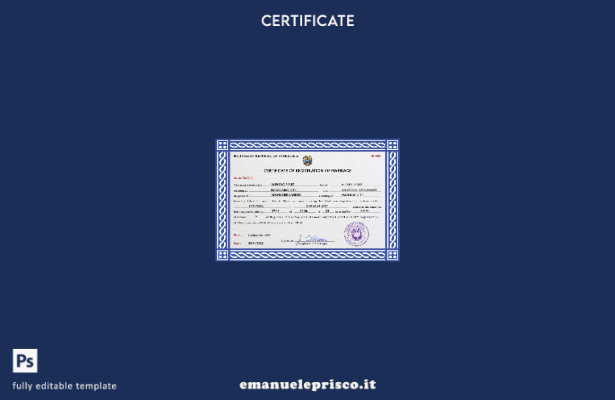 modello PSD di certificato di matrimonio venezuelano in stile verificato